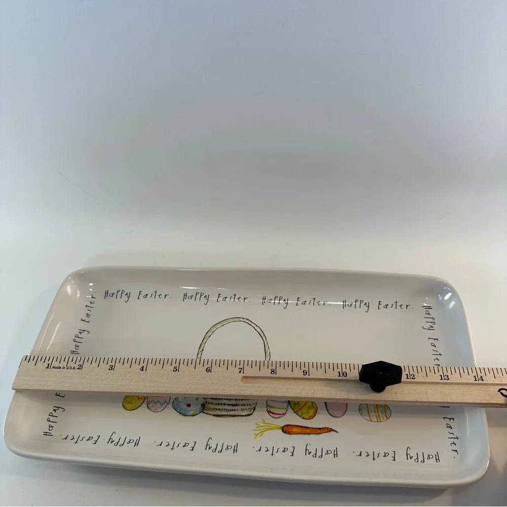 NWOT Rae Dunn Happy Easter Platter Ceramic Serving Tray Spring‎ Eggs Basket
